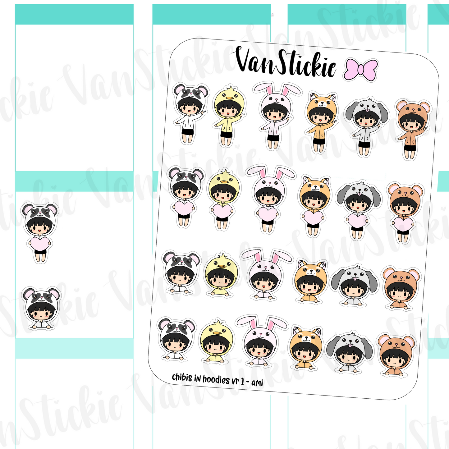 VSC 113|Chibi in hoodies Planner Stickers