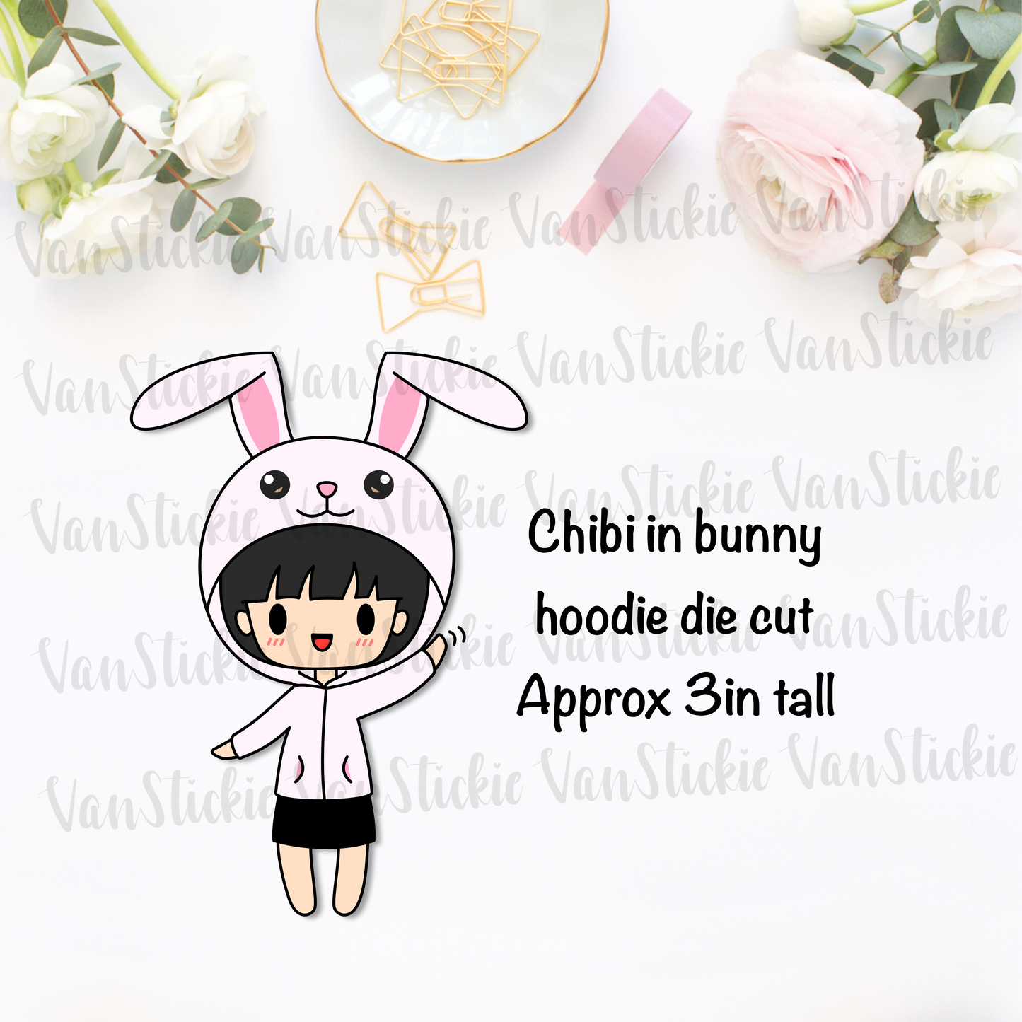 Chibi in Bunny Hoodie Die Cut