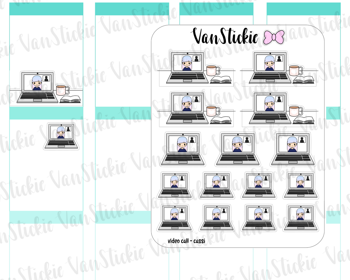 VSO 040| Video Call - Ombre Haired Chibit Planner Stickers