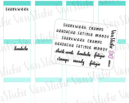 MSC 005.5| Mini sheet - hand lettering "shark week" and symptoms