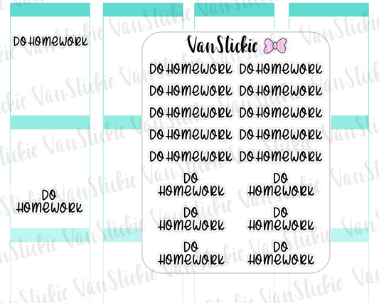 W057| Hand Lettering Stickers - Do Homework