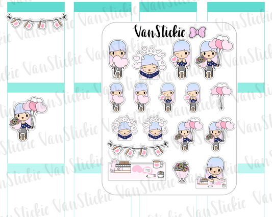VSO 013 | Love is in the Air - Ombre Haired Chibit Planner Stickers