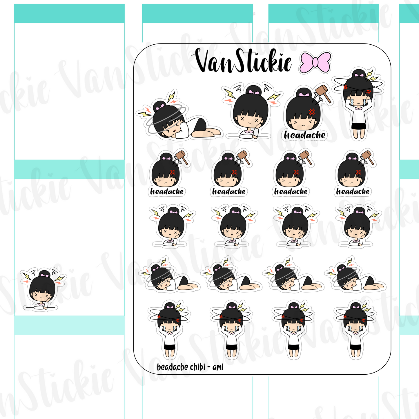 VSC 112|Headache Chibi Planner Stickers