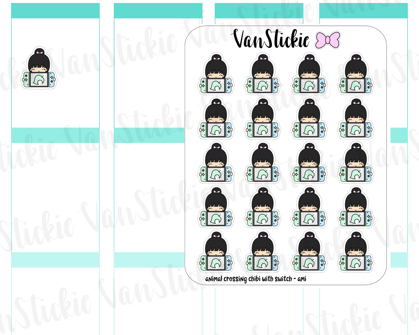 VSC 107| Animal Crossing chibis with a swtich Planner Stickers