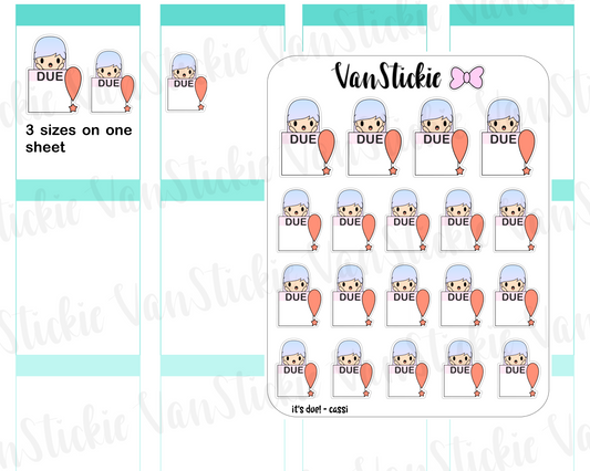VSO 039| It's Due - Ombre Haired Chibit Planner Stickers