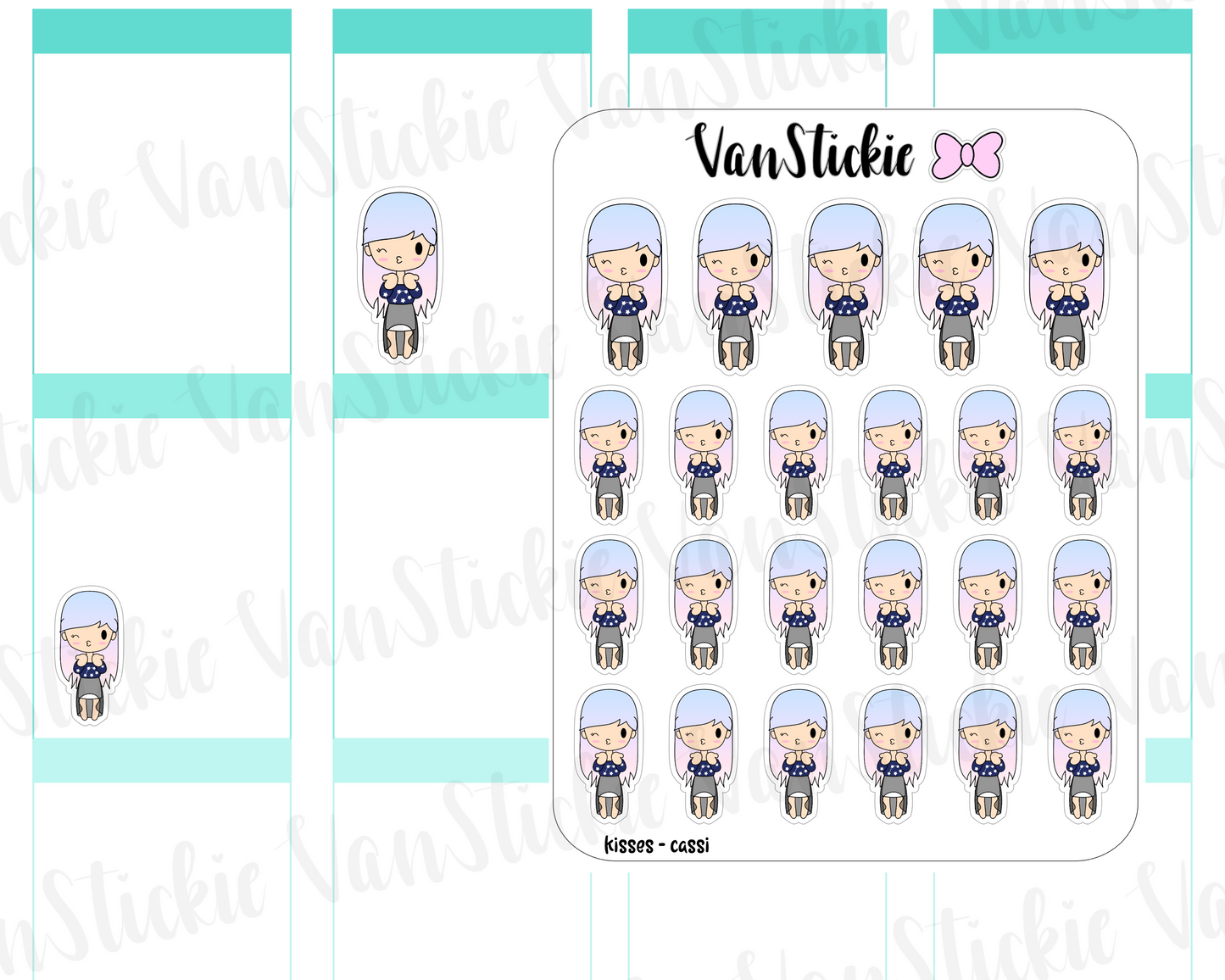 VSO 038| Kisses - Ombre Haired Chibit Planner Stickers
