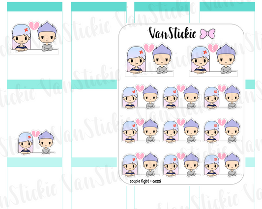 VSO 036| Couple Fight - Ombre Haired Chibit Planner Stickers