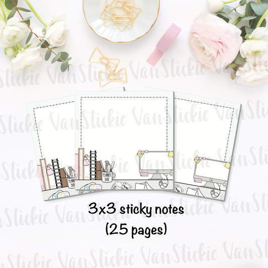 3x3" Desktop Sticky Note Pad (Notes 25 Pages)