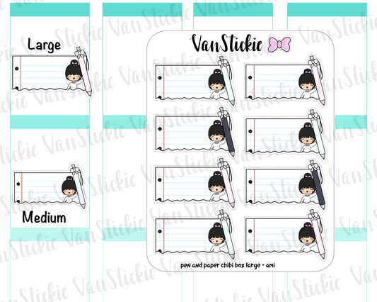 VSC 087 | Chibi Pen and paper boxes (torn note) Planner Stickers