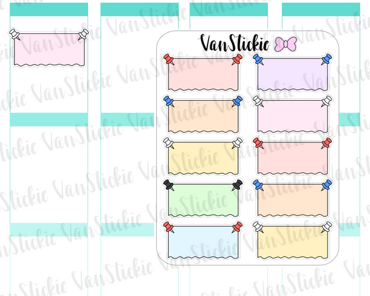 F020 - Pinned post it (torn note) Planner Stickers