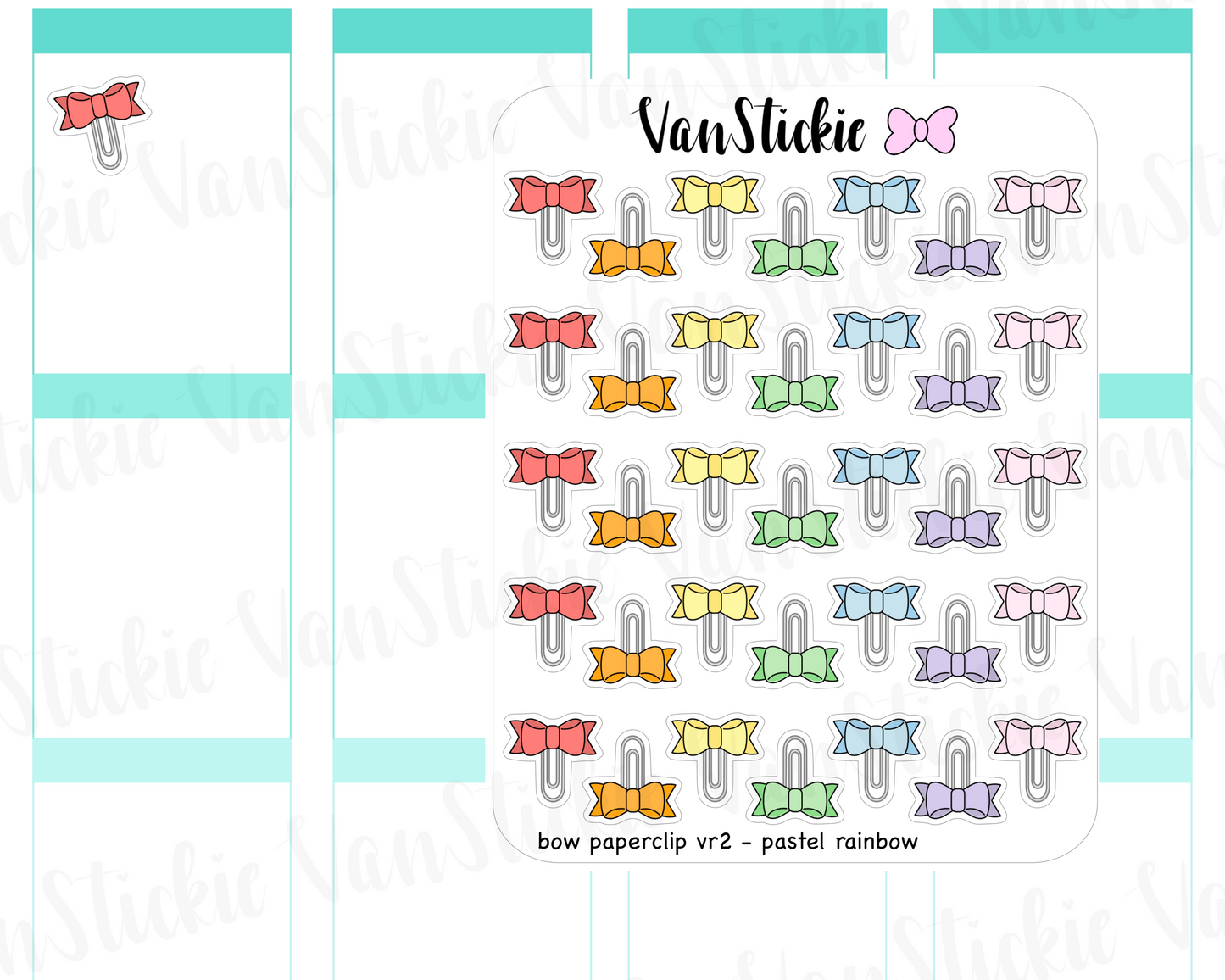 F002 - Bow Paperclip vr 2 Planner Stickers