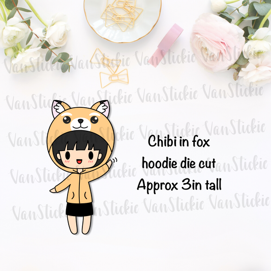 Chibi in Fox Hoodie Die Cut