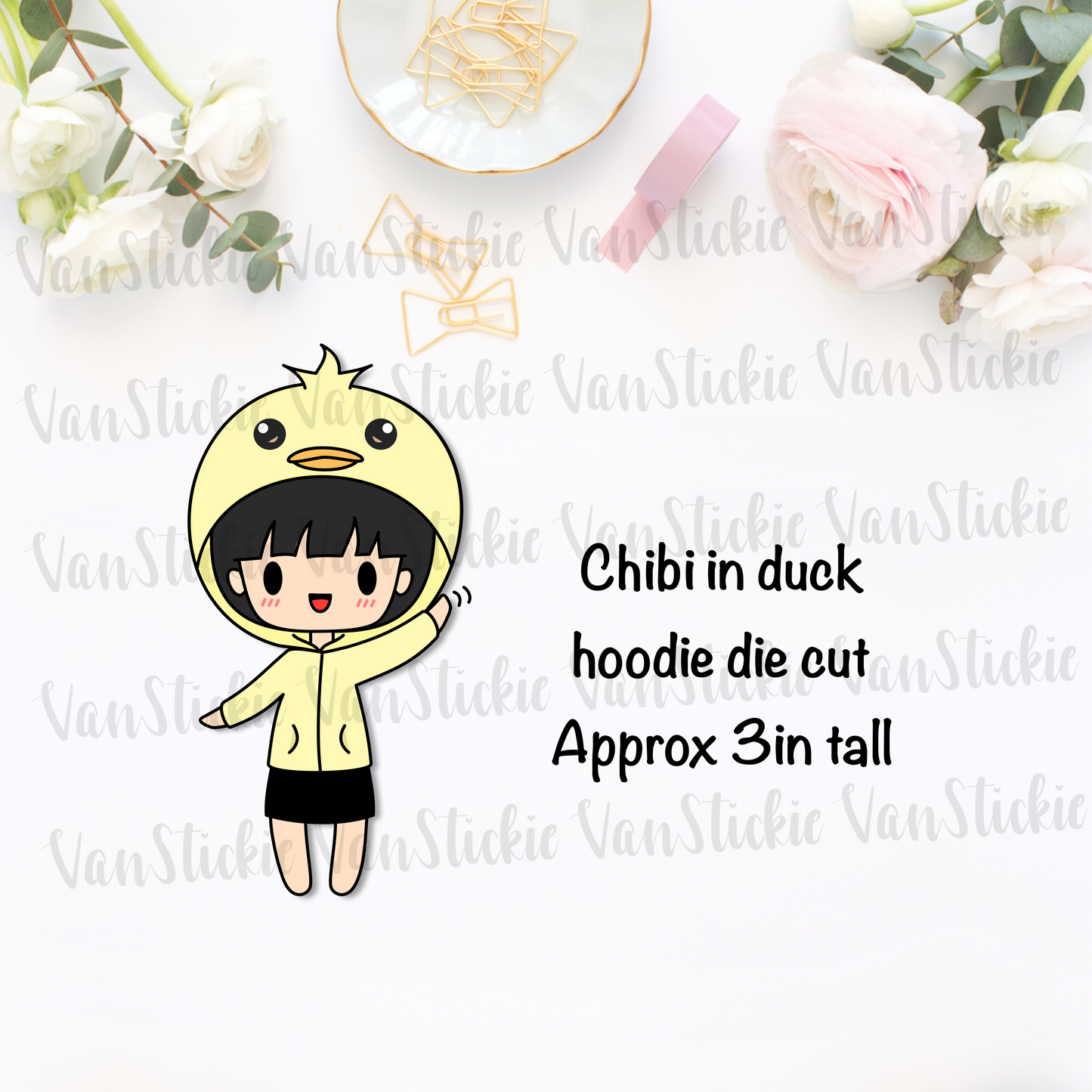 Chibi in Duck Hoodie Die Cut