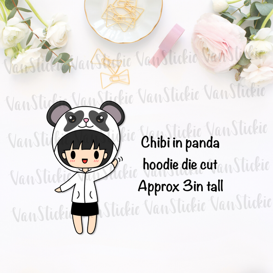 Chibi in Panda Hoodie Die Cut