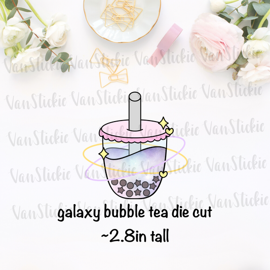 Galaxy Bubble Tea Doodle Die Cut