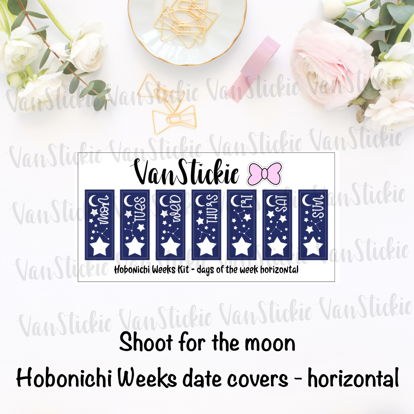 Hobonichi Weeks Date Cover (shoot for the moon) - horizontal