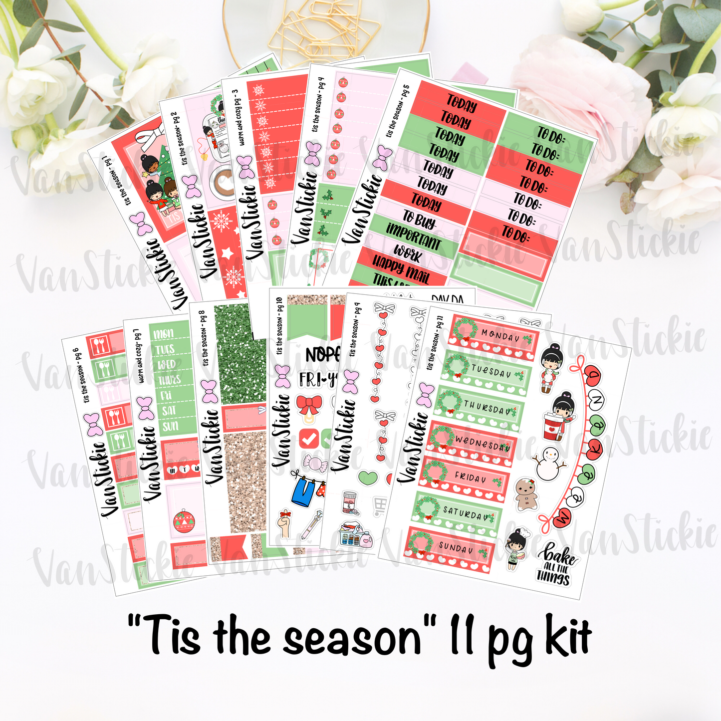 "Tis The Season" - sticker kit (11 pages of quarter sheets)