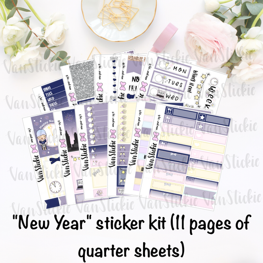 "New Year" - sticker kit (11 pages of quarter sheets)