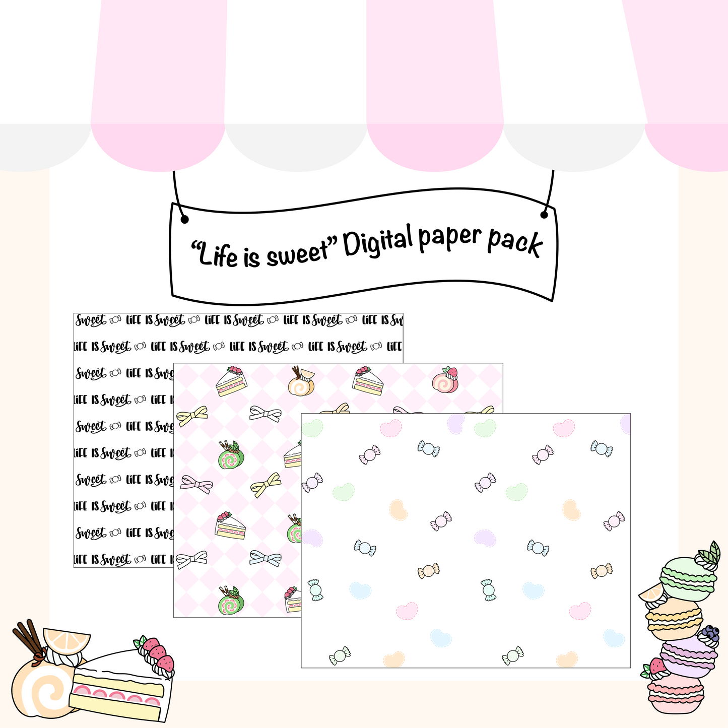 DIGITAL DOWNLOAD - "life is sweet" digital paper pack