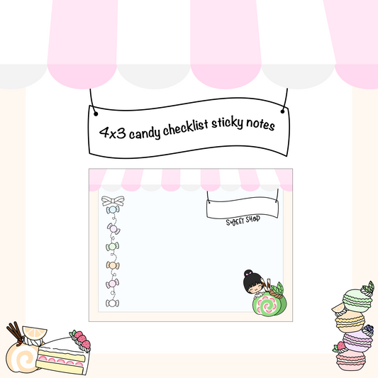4x3" “Candy checklist” Sticky note pad (25 Pages)