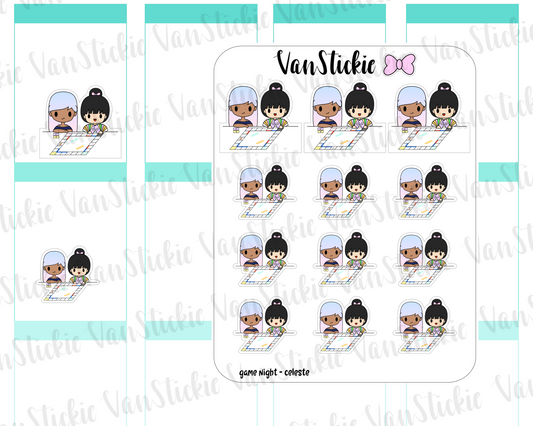 VSO 042| Game Night - Ombre Haired Chibit Planner Stickers