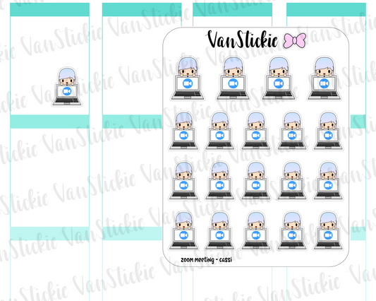 VSO 041| Zoom Meeting - Ombre Haired Chibit Planner Stickers