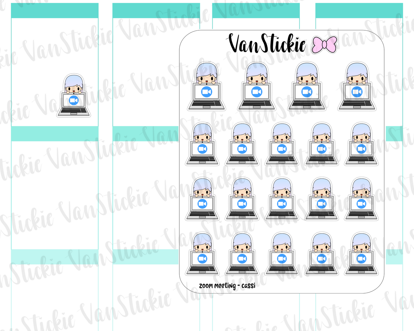 VSO 041| Zoom Meeting - Ombre Haired Chibit Planner Stickers