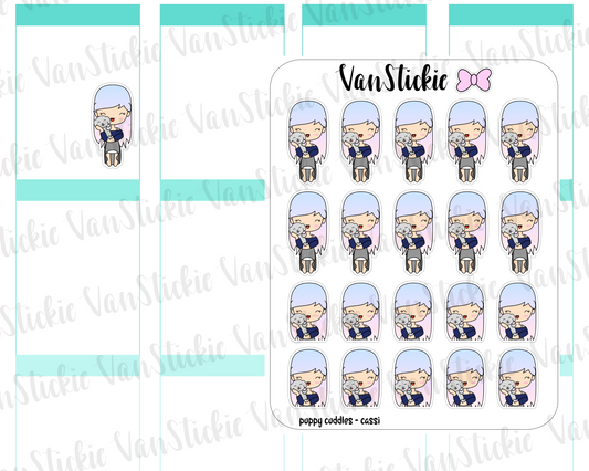 VSO 044|Puppy cuddles - Ombre Haired Chibit Planner Stickers