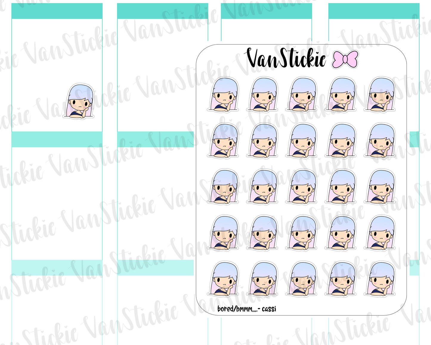 VSO 045|Bored/hmm...- Ombre Haired Chibit Planner Stickers