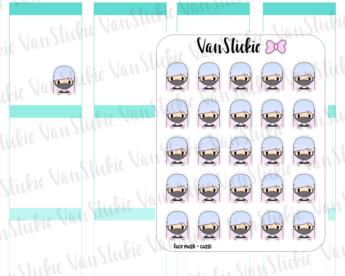 VSO 046|wear a mask - Ombre Haired Chibit Planner Stickers