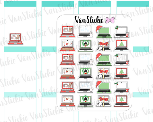VSD 093| Doodle - jolly/christmas laptops (traditional colours)