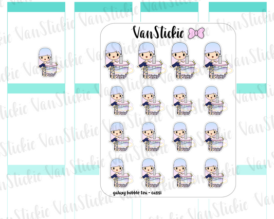 VSO 028 | galaxy bubble tea - Ombre Haired Chibit Planner Stickers