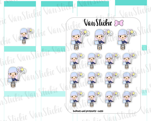 VSO 022 | balloons and presents - Ombre Haired Chibit Planner Stickers
