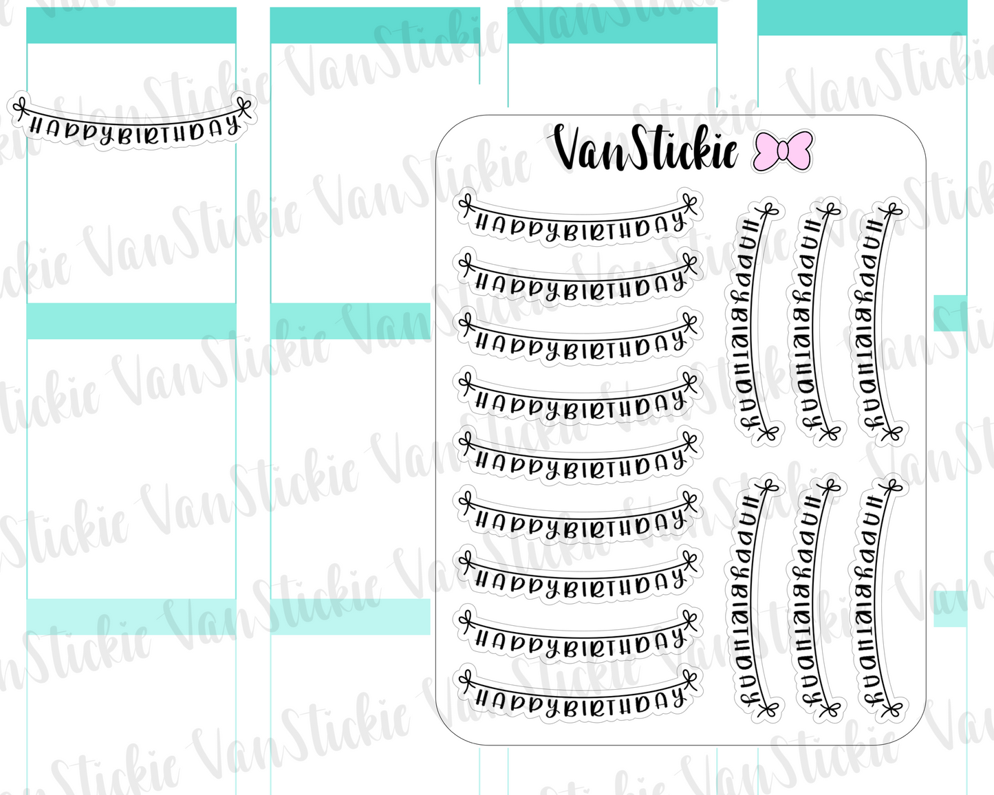 W080| Hand Lettering Stickers - "happy birthday" banner