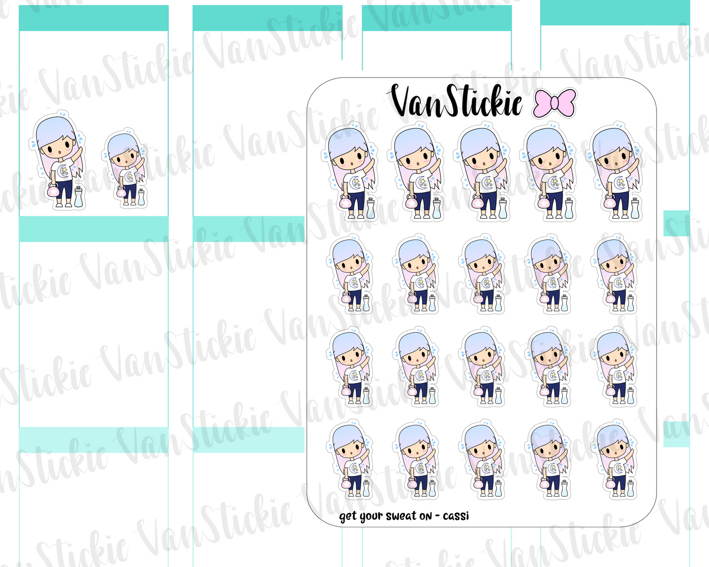 VSO 025 | Get your sweat on - Ombre Haired Chibit Planner Stickers