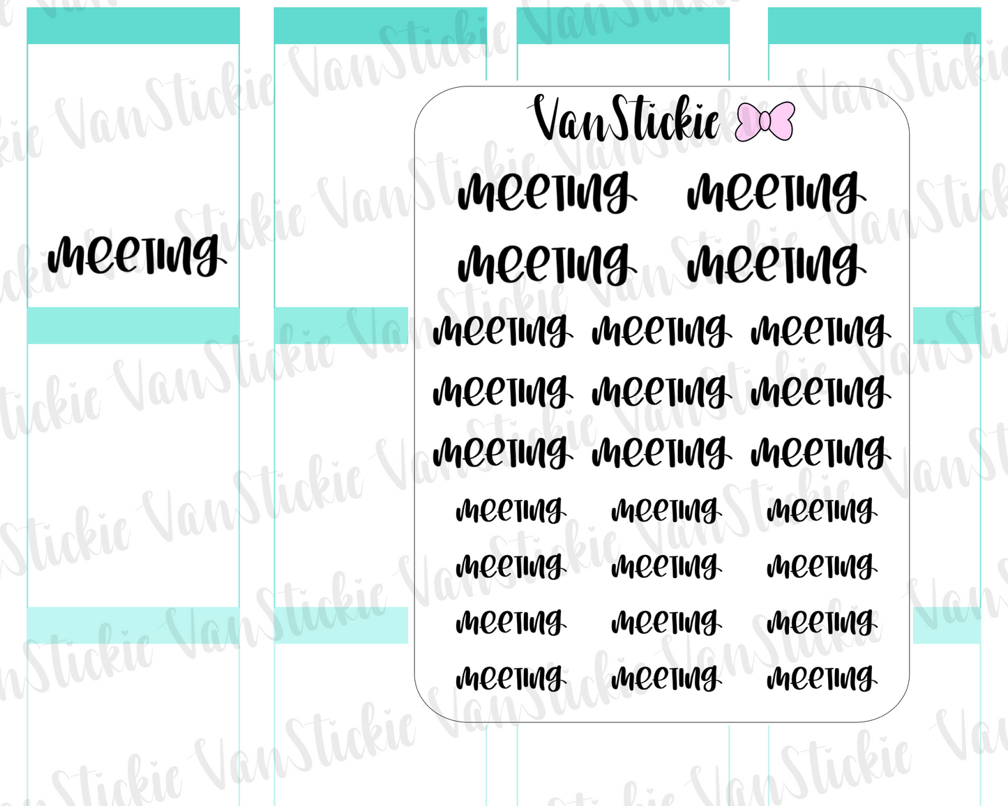 W076| Hand Lettering Stickers - "meeting"