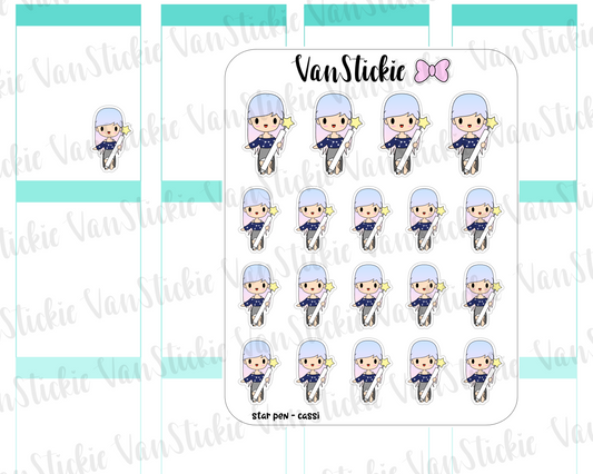 VSO 015 | Star Pen - Ombre Haired Chibit Planner Stickers