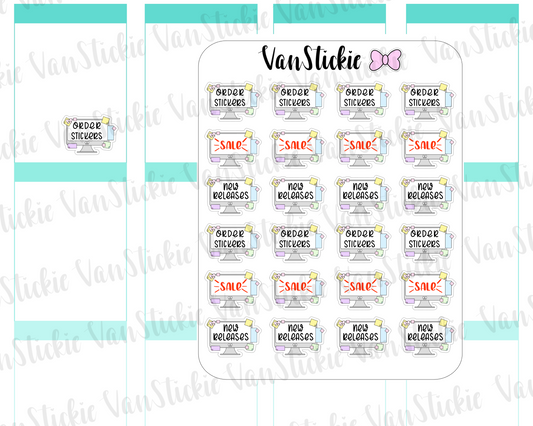 VSD 078| Doodle - Desktop with "new release" and "sale" Sticker