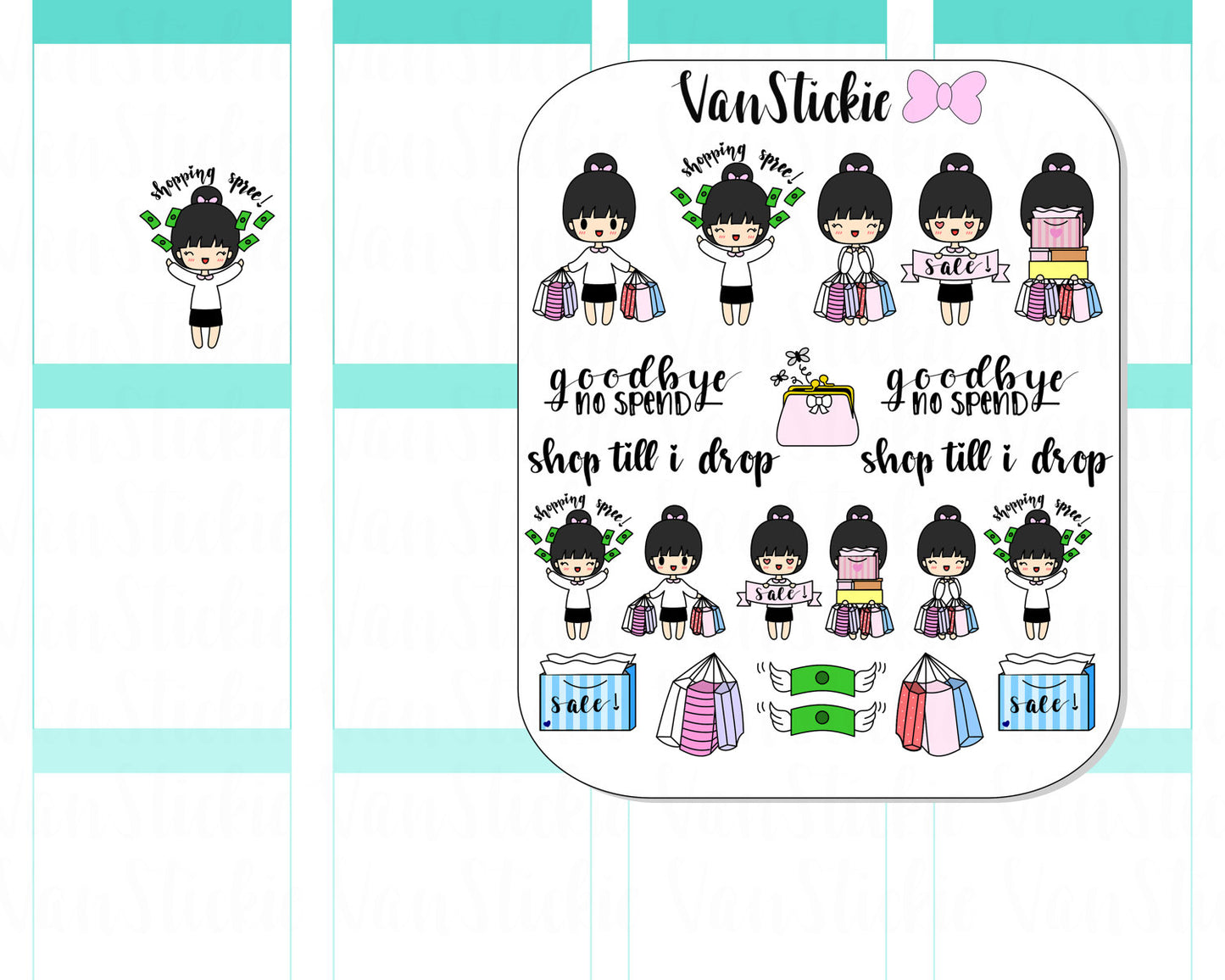 VSS 006 | Chibits Set – Shop Til I Drop Planner Sticker