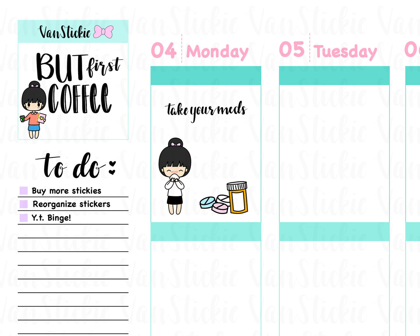 VSC 001 | Chibits – Sick Day Planner Stickers