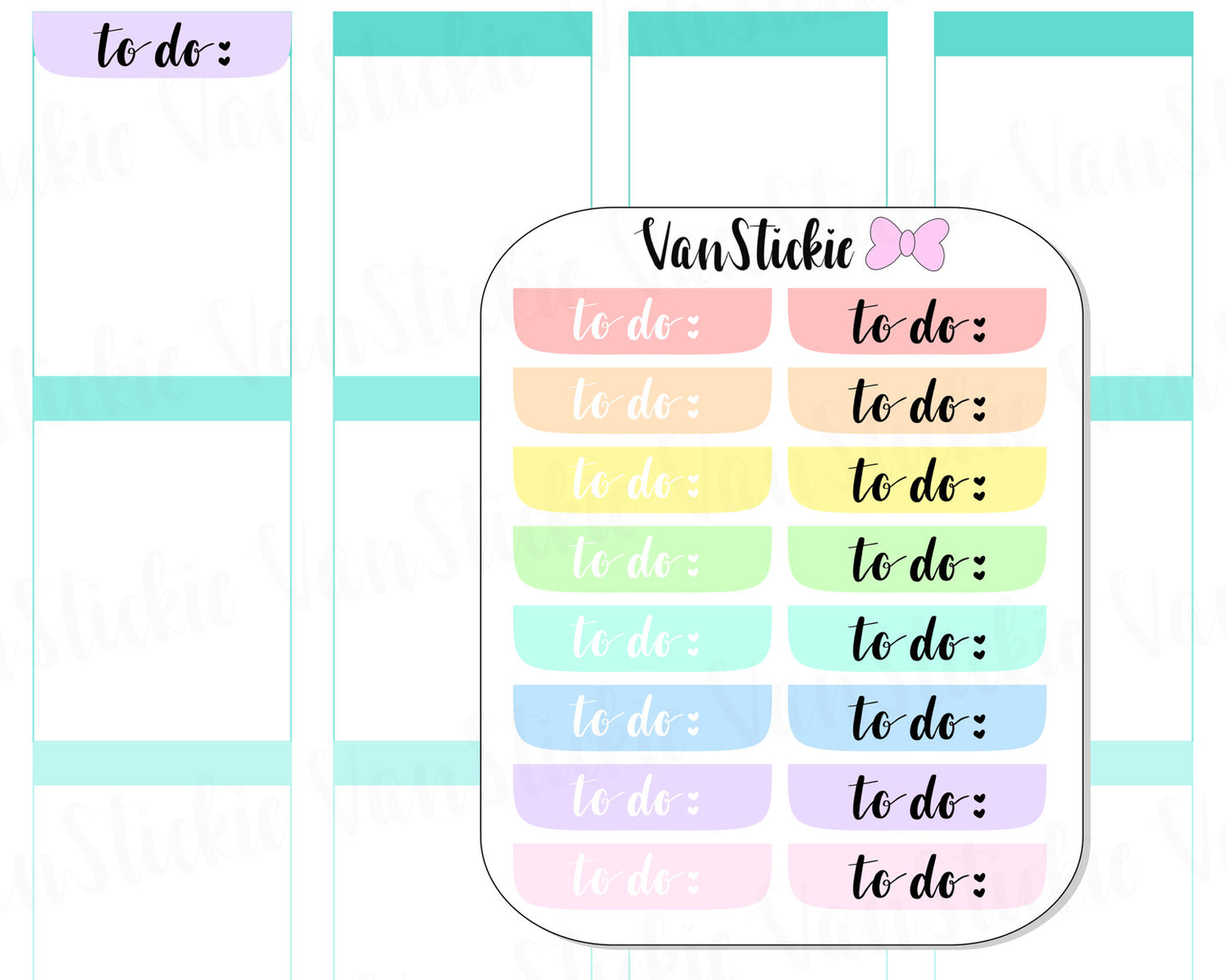 F019 - Pastel Rainbow To Do Planner Stickers