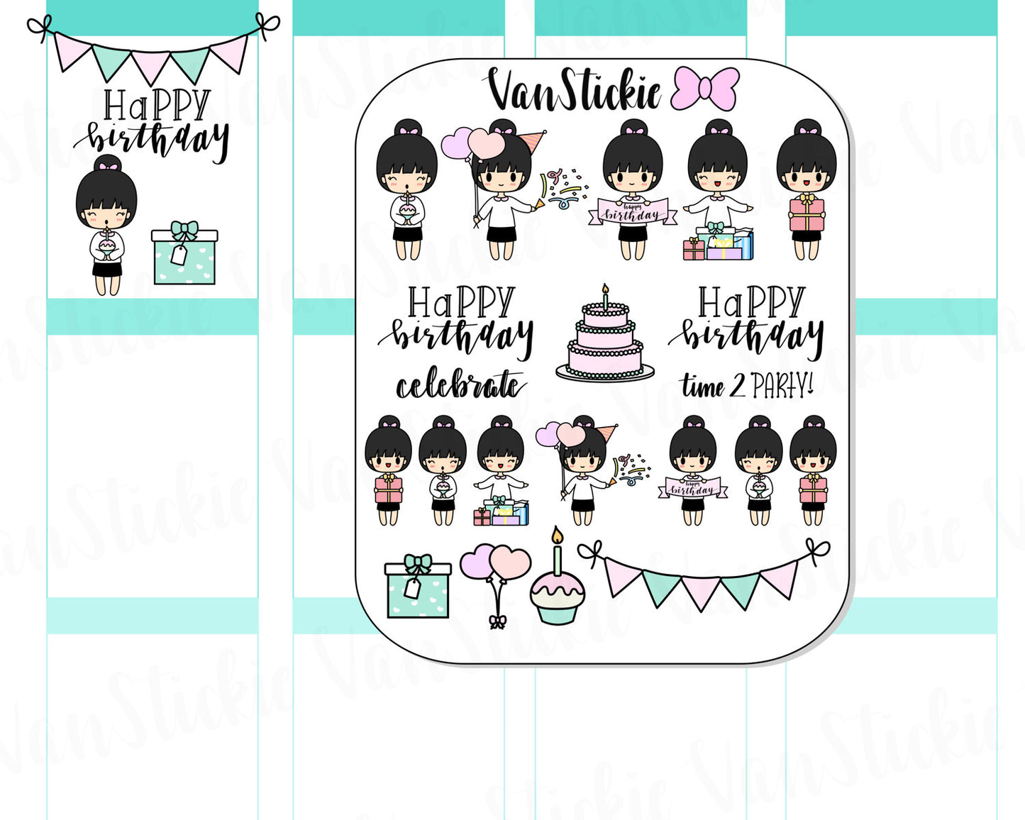 VSS 009 | Chibits Set - Birthday Bash Planner Stickers