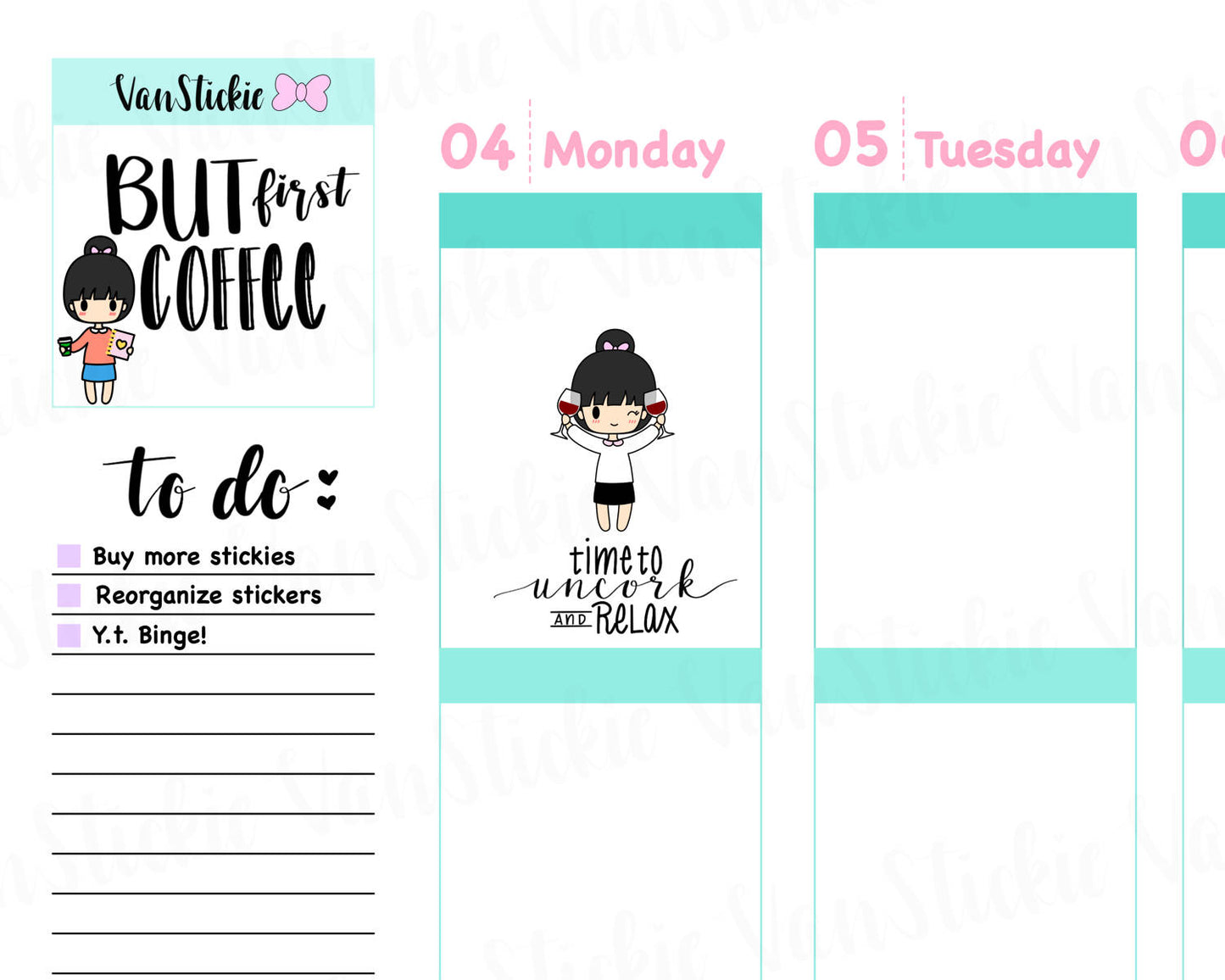 VSC 018 | Chibit - Uncork and Relax Planner Stickers