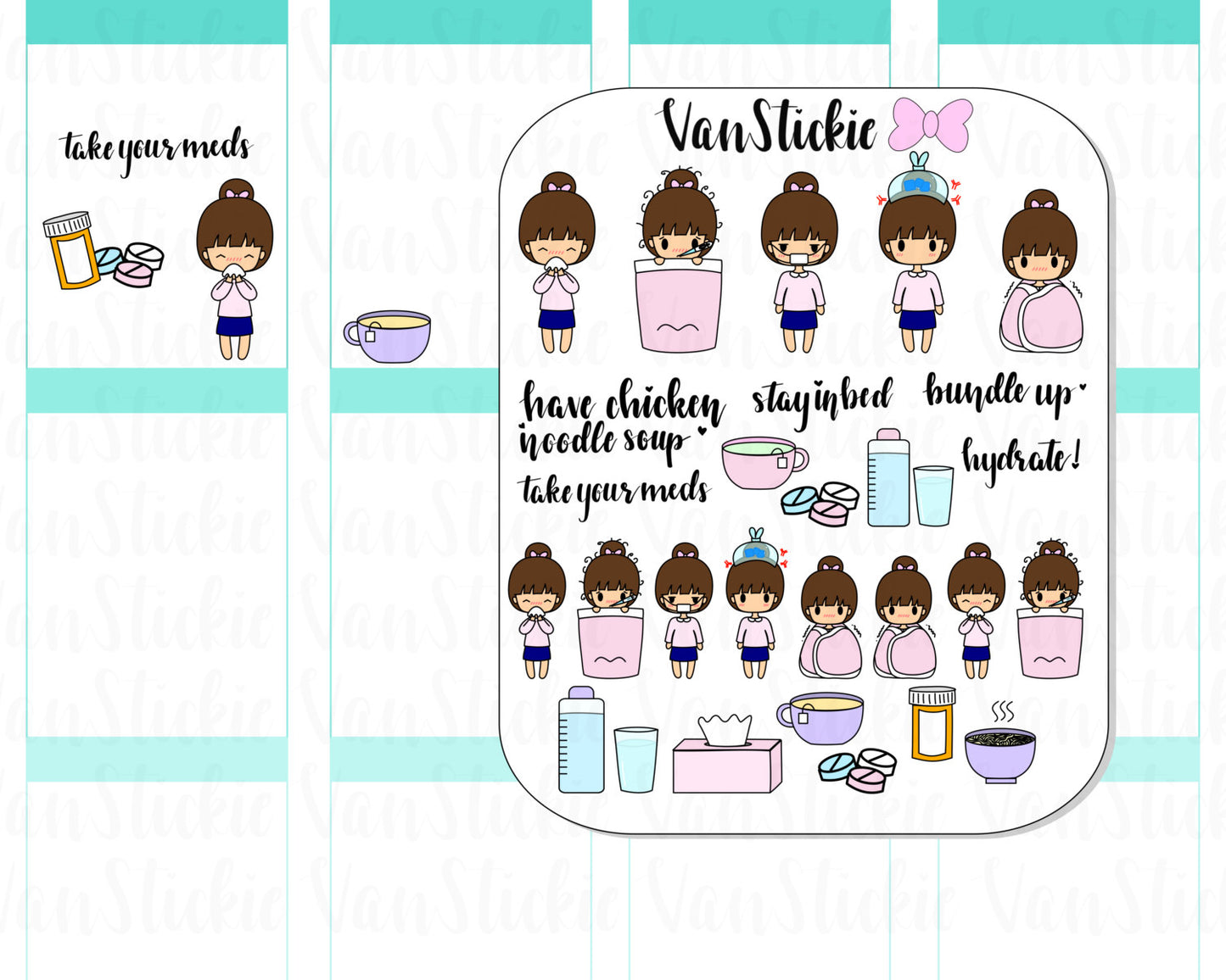 VSS 001 | Chibit Set – Sick Day Planner Sticker Set