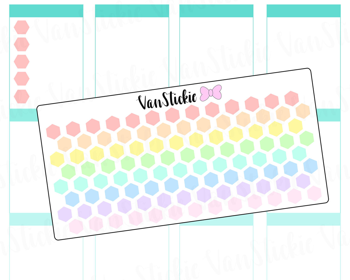 F023 - Pastel Rainbow Hexagon Planner Stickers