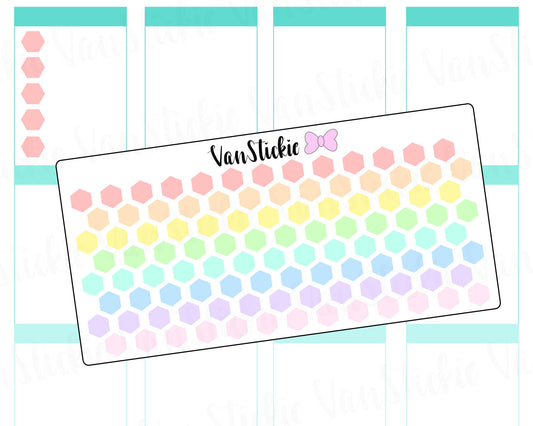 F023 - Pastel Rainbow Hexagon Planner Stickers