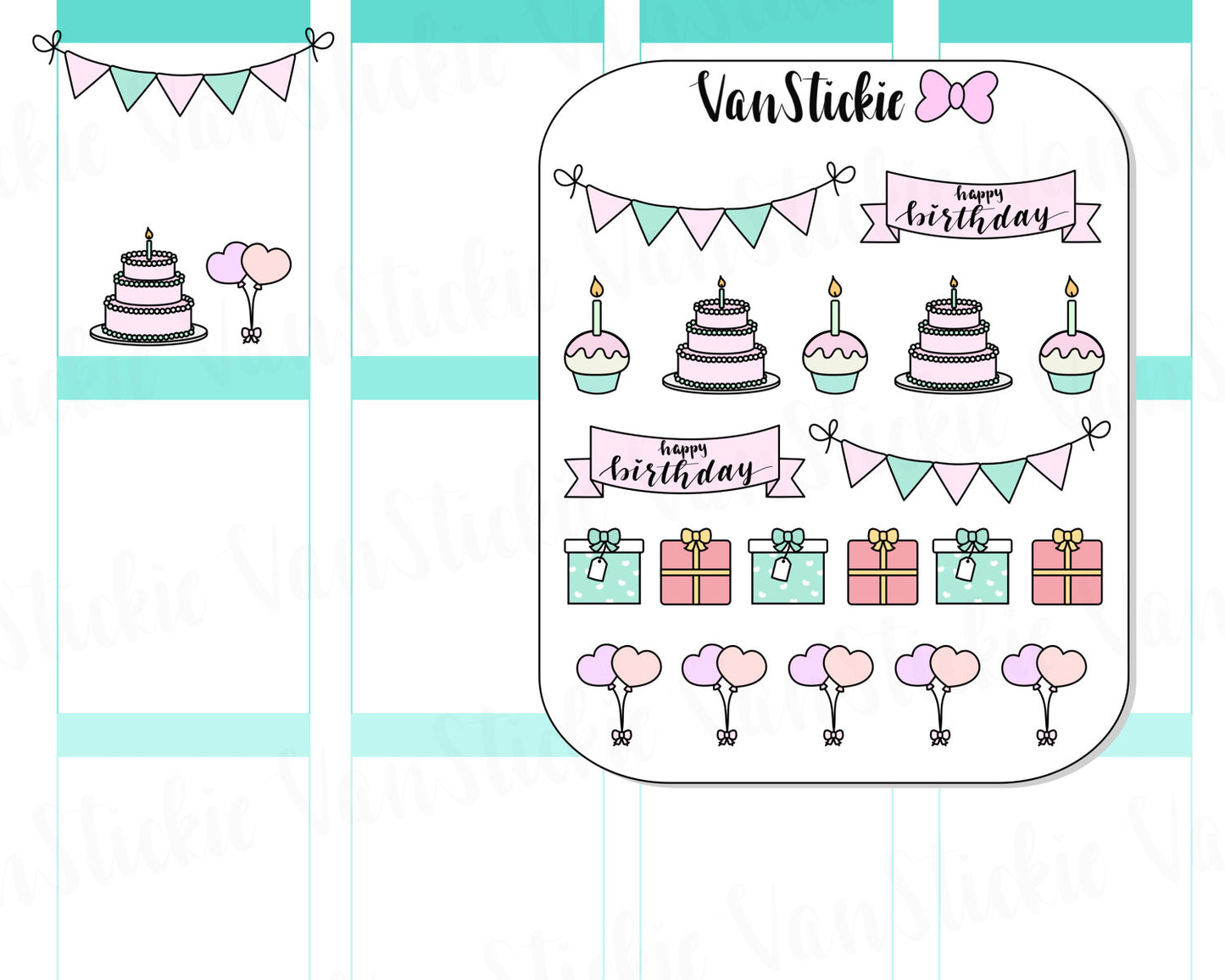 VSD 009| Doodle Set - Birthday Bash Planner Stickers