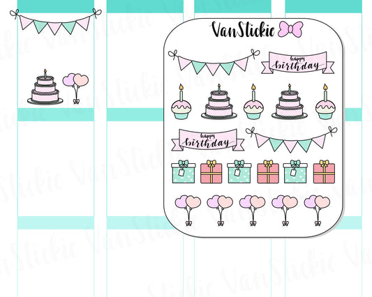 VSD 009| Doodle Set - Birthday Bash Planner Stickers