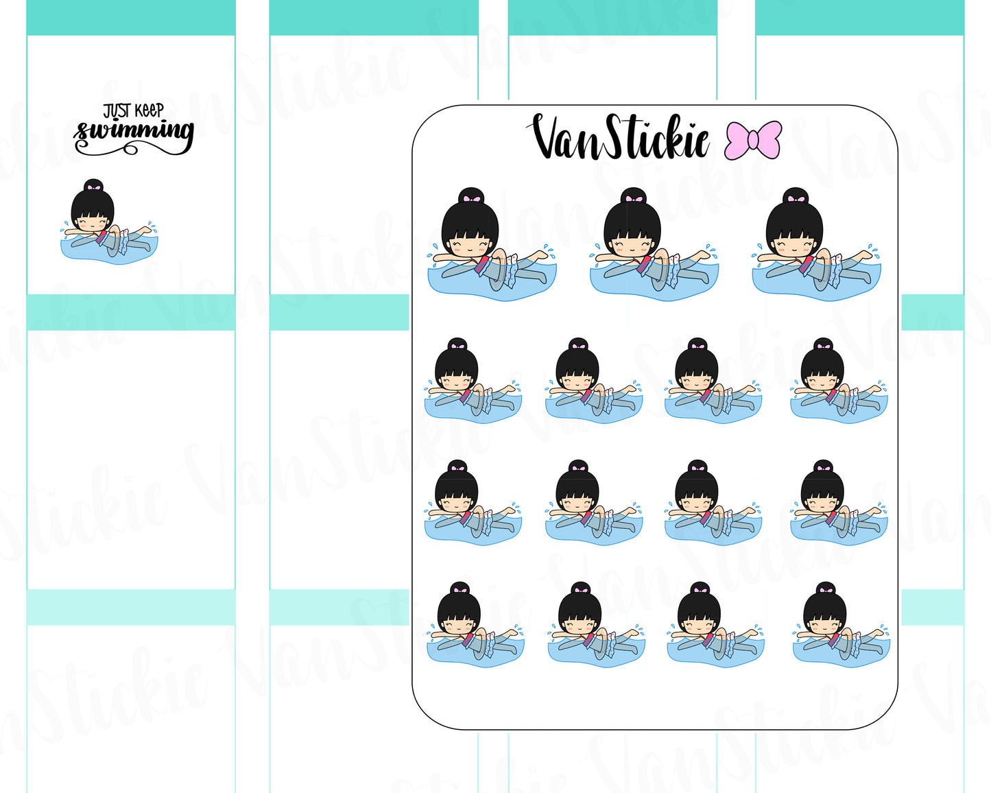 VSC 035 | Chibit -Swimming Planner Stickers