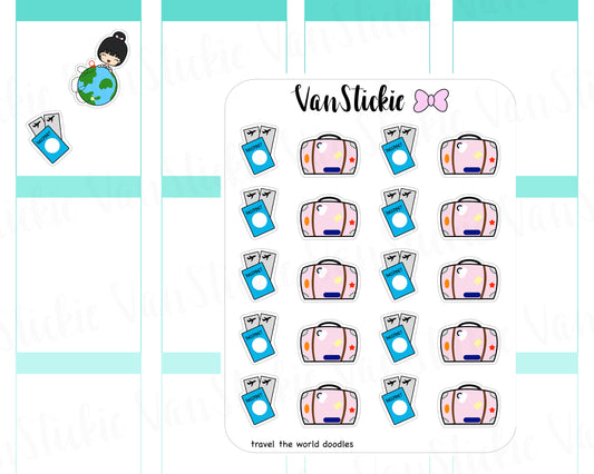 VSD 036| Doodle Set - Travel The World Planner Stickers